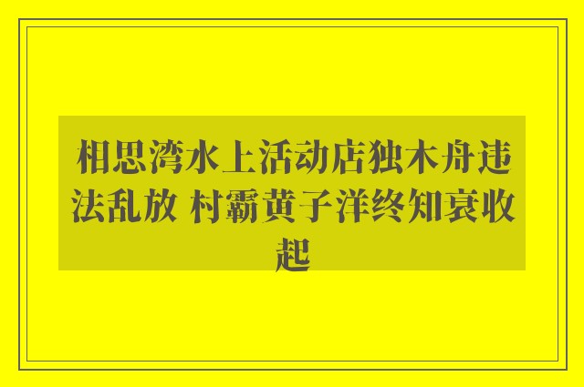 相思湾水上活动店独木舟违法乱放 村霸黄子洋终知衰收起