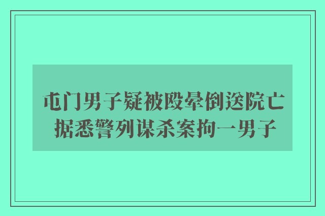 屯门男子疑被殴晕倒送院亡 据悉警列谋杀案拘一男子