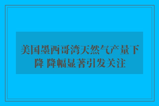 美国墨西哥湾天然气产量下降 降幅显著引发关注