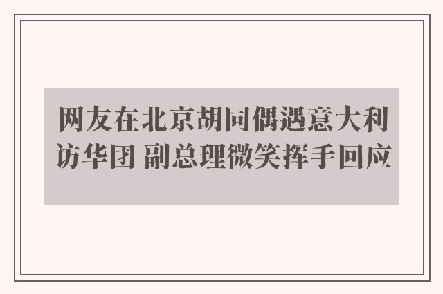 网友在北京胡同偶遇意大利访华团 副总理微笑挥手回应