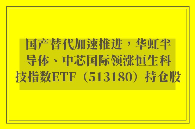 国产替代加速推进，华虹半导体、中芯国际领涨恒生科技指数ETF（513180）持仓股