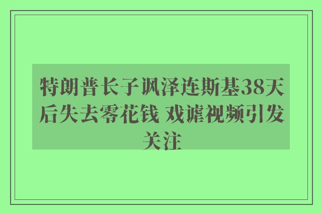 特朗普长子讽泽连斯基38天后失去零花钱 戏谑视频引发关注